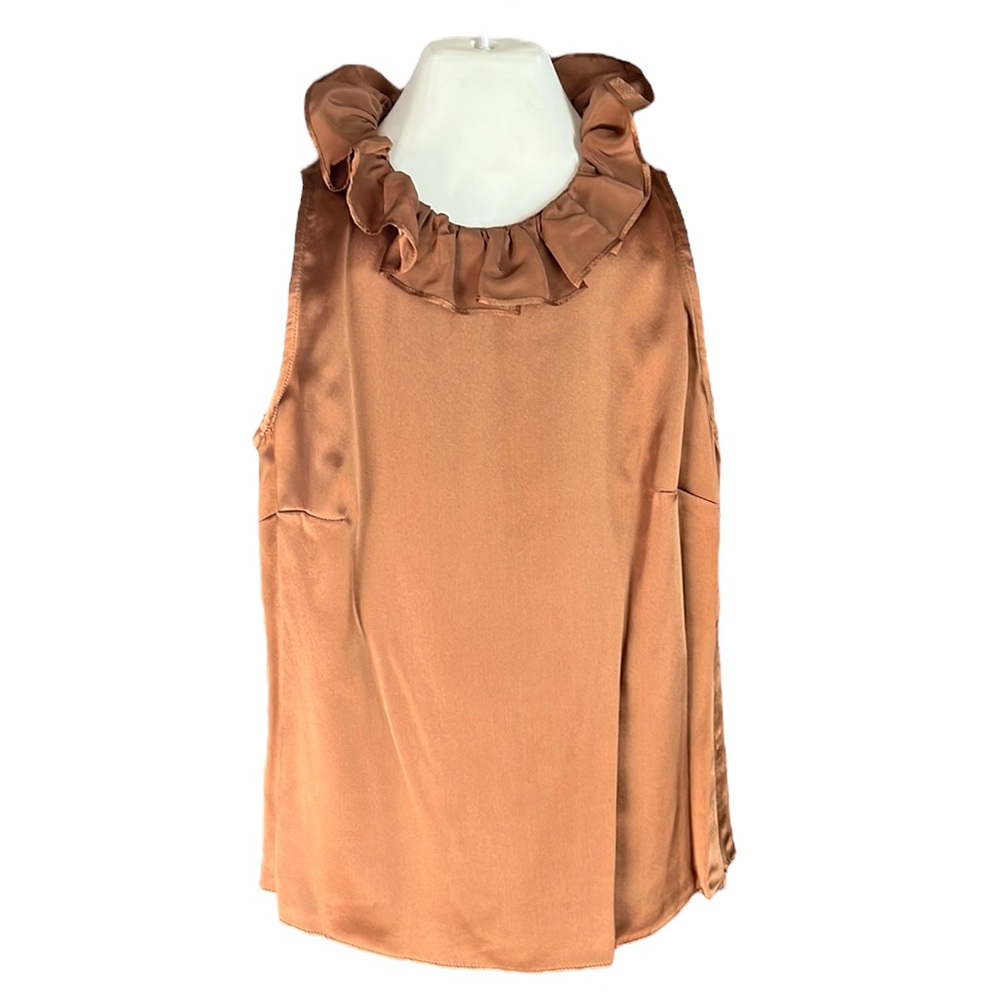 anjali kumar silk ruffle sleeveless blouse